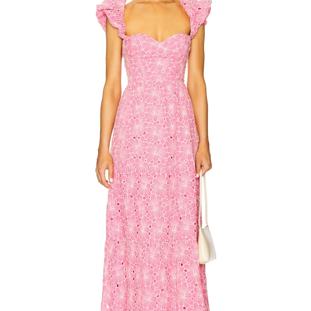 Line & Dot Pink Floral Maxi Dress